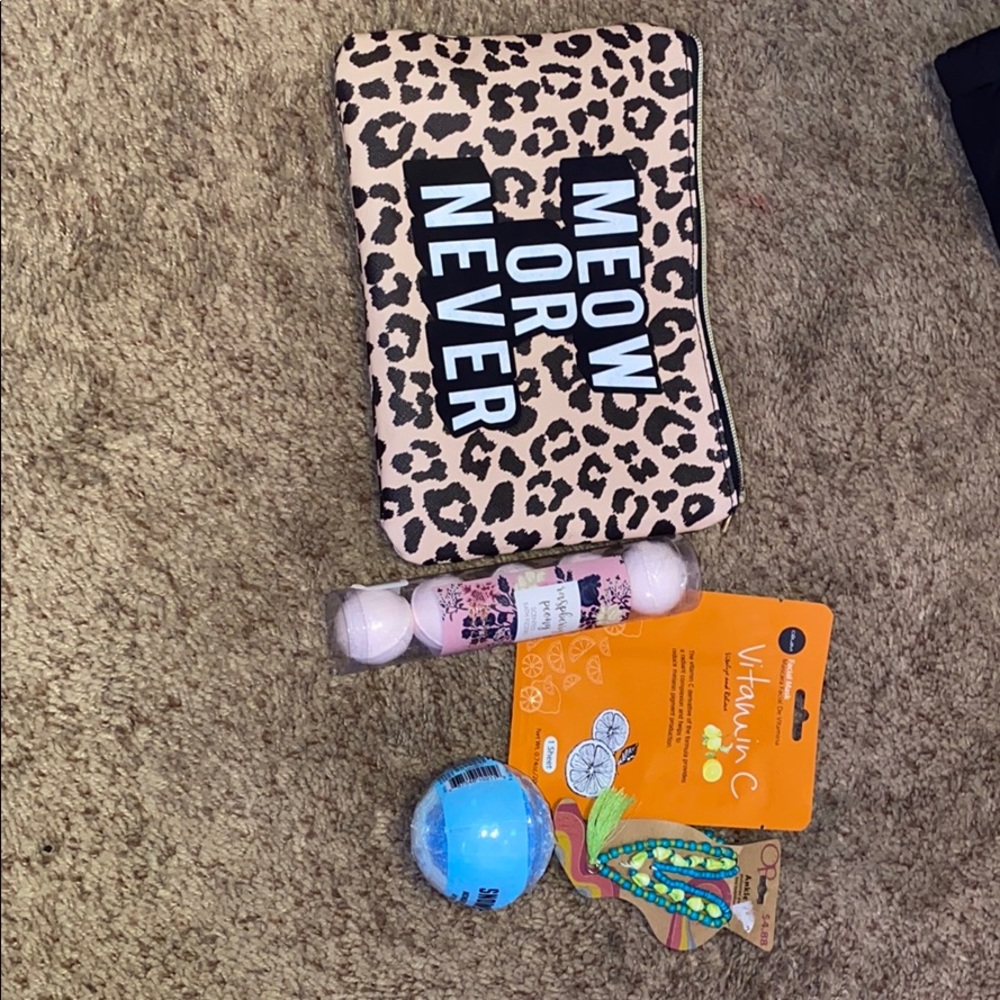 meow or never bag with accessories
